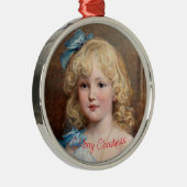 Portrait eines Mädchens in einem blauen Kleid, Hey Ornament Aus Metall (Rechts)