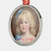 Portrait eines Mädchens in einem blauen Kleid, Hey Ornament Aus Metall (Links)