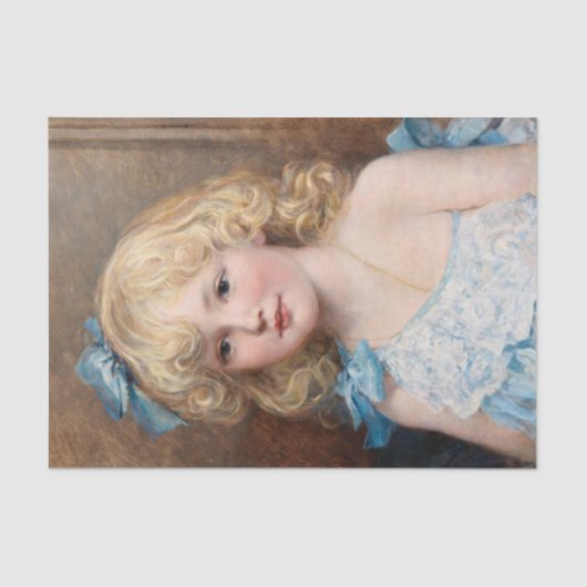 Portrait eines Mädchens in einem blauen Kleid, Hey Seidenpapier (Vorderseite)