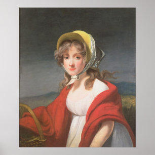 Portrait eines Mädchens mit einem roten Schal Poster