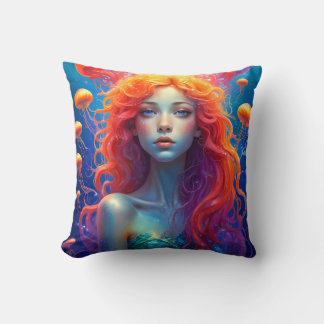 Portrait eines Mädchens mit orangefarbenem Haar Kissen