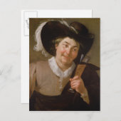 Portrait eines Mannes, der ein Weinglas hält Postkarte (Vorne/Hinten)