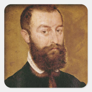 Portrait eines Mannes mit einem Bart Quadratischer Aufkleber