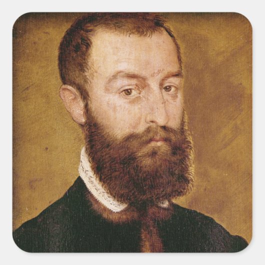 Portrait eines Mannes mit einem Bart Quadratischer Aufkleber (Vorderseite)