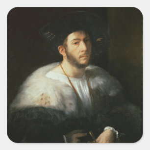 Portrait eines Mannes, möglicherweise Cesare Borgi Quadratischer Aufkleber