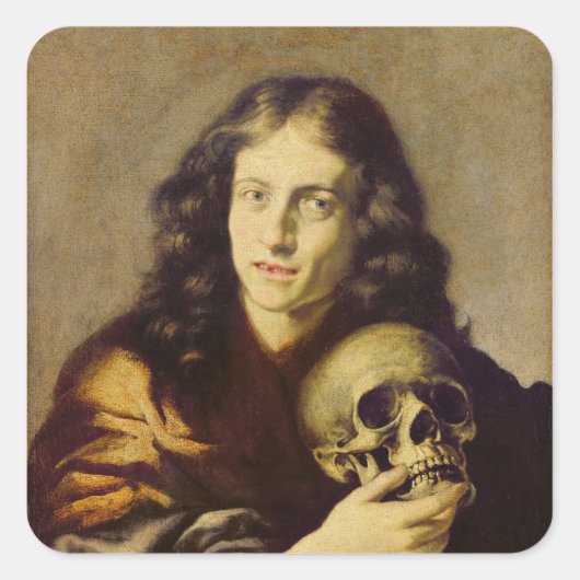 Portrait eines Mannes Quadratischer Aufkleber (Vorderseite)