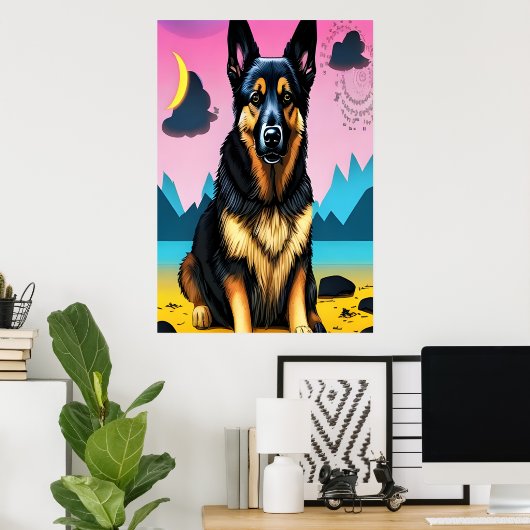 Portrait eines niedlichen deutschen Hirten | Art d Poster (Heimbüro)