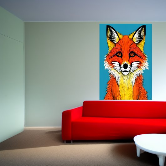 Portrait eines roten Fuchses | AI Art Poster
