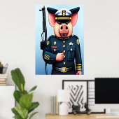 Portrait eines Schweins in Polizeiuniform | Art de Poster (Heimbüro)