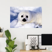 Portrait eines Siegels der Harfe Poster (Heimbüro)