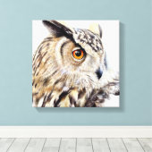 Portrait eines Uhu-Boxed-Leinwand-Drucks Leinwanddruck (Insitu (Holzboden))