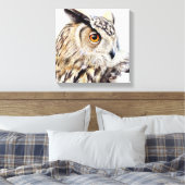 Portrait eines Uhu-Boxed-Leinwand-Drucks Leinwanddruck (Insitu (Schlafzimmer))