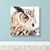 Portrait eines Uhu-Boxed-Leinwand-Drucks Leinwanddruck (Insitu (Holzboden))