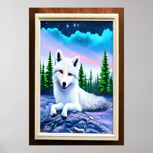 Portrait eines weißen Fuchs | AI Art Poster (Vorne)