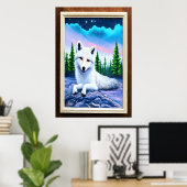 Portrait eines weißen Fuchs | AI Art Poster (Heimbüro)