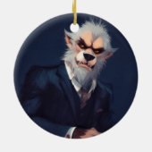 Portrait eines Werwolfs in einem Anzug Keramik Ornament (Hinten)