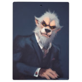 Portrait eines Werwolfs in einem Anzug Klemmbrett (Rückseite)