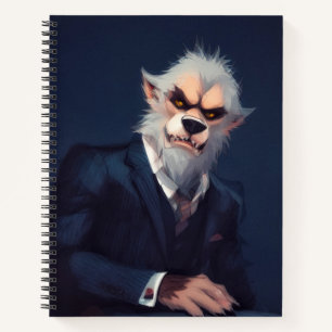 Portrait eines Werwolfs in einem Anzug Notizblock