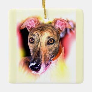 Portrait eines Windhundes Keramikornament
