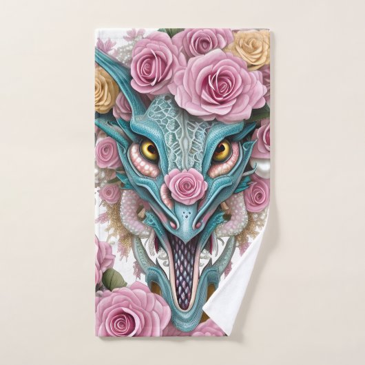 Portrait eines wunderschönen, skurrilen, rosa Drac Badhandtuch Set (Handtuch)
