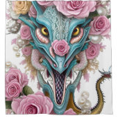 Portrait eines wunderschönen, skurrilen, rosa Drac Duschvorhang (Vorderseite)