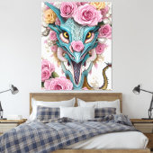 Portrait eines wunderschönen, skurrilen, rosa Drac Leinwanddruck (Insitu (Schlafzimmer))