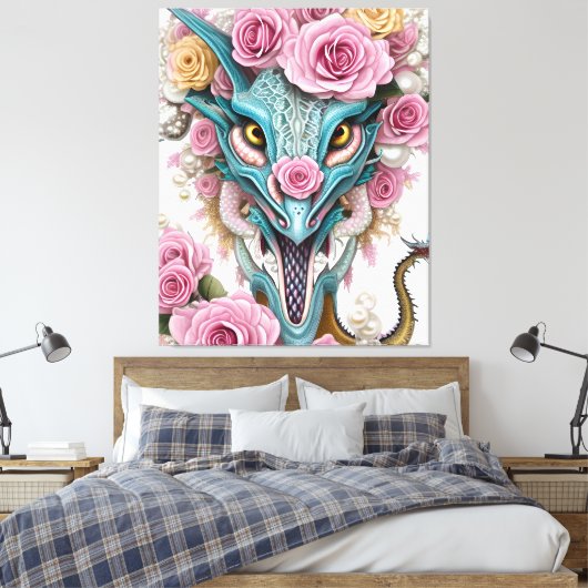 Portrait eines wunderschönen, skurrilen, rosa Drac Leinwanddruck (Insitu (Schlafzimmer))