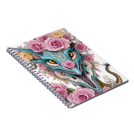 Portrait eines wunderschönen, skurrilen, rosa Drac Notizblock (Rechte Seite)