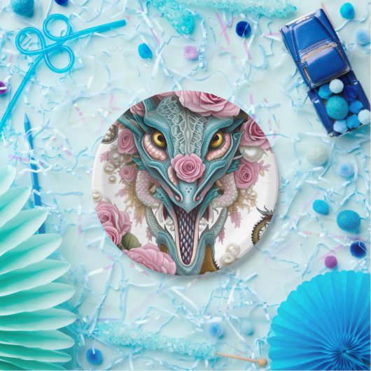 Portrait eines wunderschönen, skurrilen, rosa Drac Pappteller (Party)