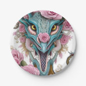 Portrait eines wunderschönen, skurrilen, rosa Drac Pappteller (Vorderseite)