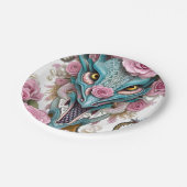 Portrait eines wunderschönen, skurrilen, rosa Drac Pappteller (Schrägansicht)