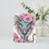 Portrait eines wunderschönen, skurrilen, rosa Drac Postkarte (Stehend Vorderseite)