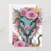 Portrait eines wunderschönen, skurrilen, rosa Drac Postkarte (Vorne/Hinten)