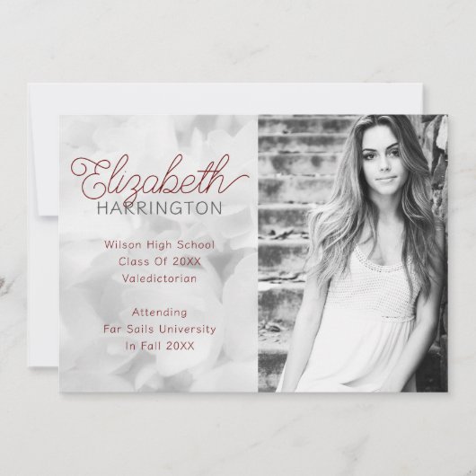 Portrait Foto Abschluss Ankündigung für sie (Vorderseite)
