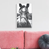 Portrait Foto Canvas - Schwarz-Weiß-Pferd Leinwanddruck (Insitu (Wohnzimmer))
