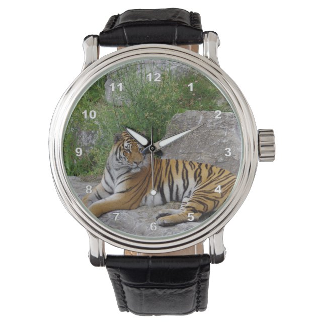Portrait-Foto eines sibirischen Tigers Armbanduhr (Vorderseite)