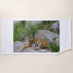 Portrait-Foto eines sibirischen Tigers Strandtuch