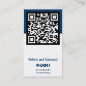 Portrait Foto Social Black, Blue & White Visitenkarte (Rückseite)