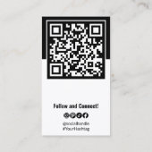 Portrait Foto Social Black & White Business Card Visitenkarte (Rückseite)