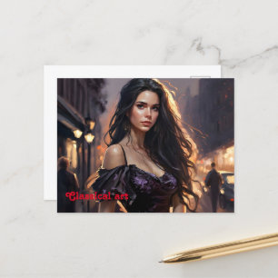 Portrait Frau elegante Modekunst trendy Postkarte