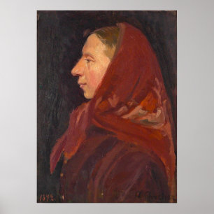 Portrait-Frau in Rot Poster