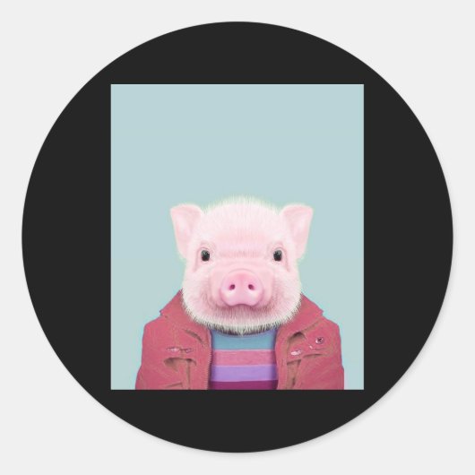 Portrait für Schweine_Pig Lover Runder Aufkleber (Vorderseite)