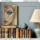 Portrait, Gold-Adresse, rote Lippen, BV3-Decoupage Seidenpapier