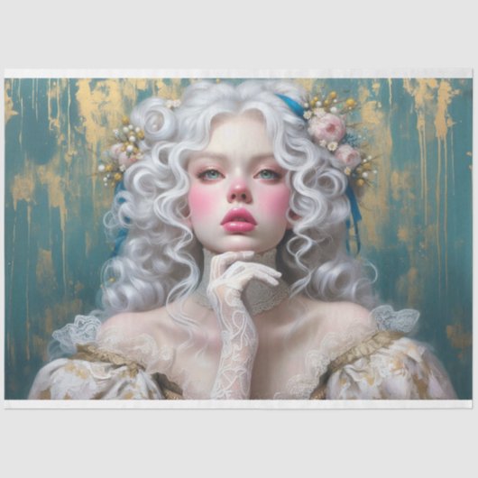 Portrait Gothic Viktorianisch Beauty Femme Decoupa Seidenpapier (Vorderseite)