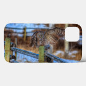 Portrait "Great Gray Owl & Fence Wildlife Foto" Case-Mate iPhone Hülle (Rückseite (Horizontal))