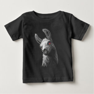 Portrait Head Niedlich Llama auf schwarzem Hinterg Baby T-shirt