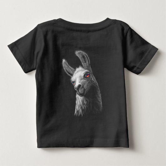 Portrait Head Niedlich Llama auf schwarzem Hinterg Baby T-shirt (Rückseite)