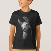 Portrait Head Niedlich Llama auf schwarzem Hinterg T-Shirt (Vorderseite)