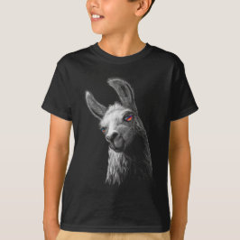 Portrait Head Niedlich Llama auf schwarzem Hinterg T-Shirt