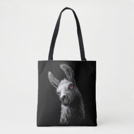 Portrait Head Niedlich Llama auf schwarzem Hinterg Tasche